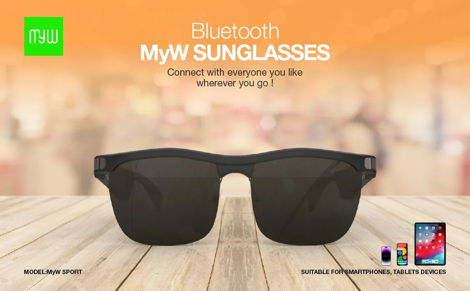 2023 Myw Wholesale Bluetooth Audio Sport Sunglasses UV Proof Adult Unisex Smart Music Sunglasses