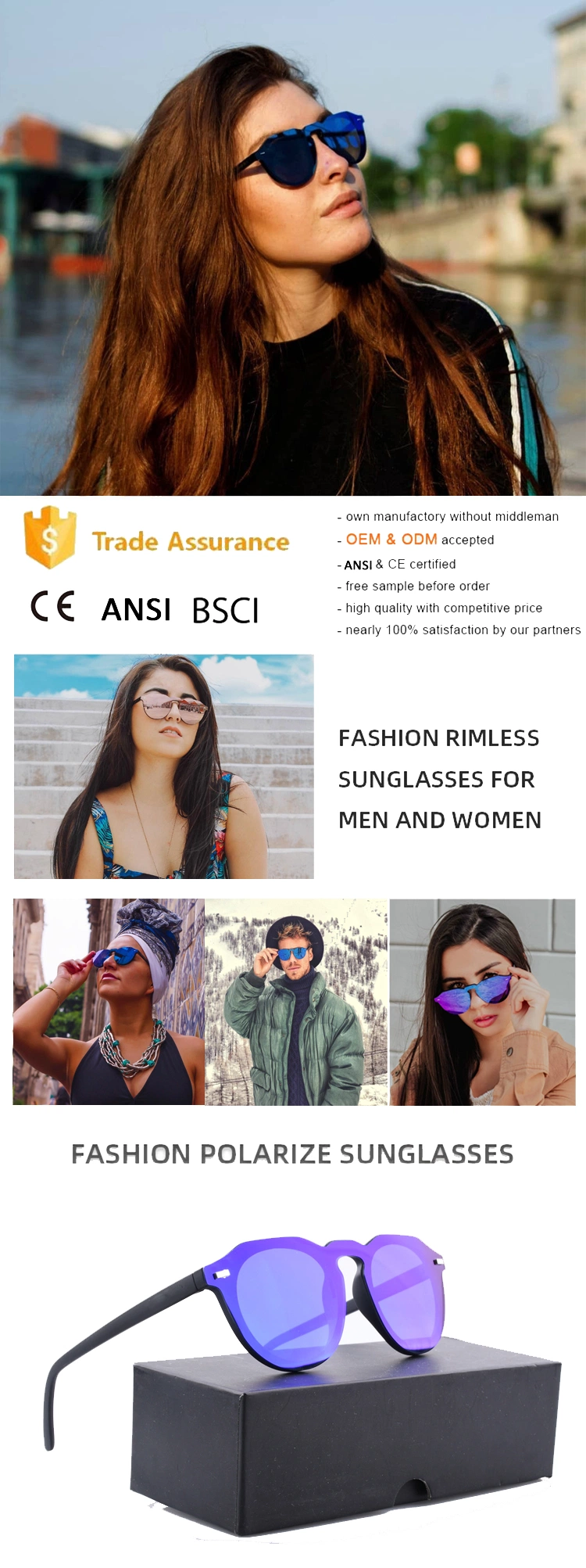 Guangzhou Usom Manufacturer Elegant Classic Polarized Fashion Sunglasses for Adult