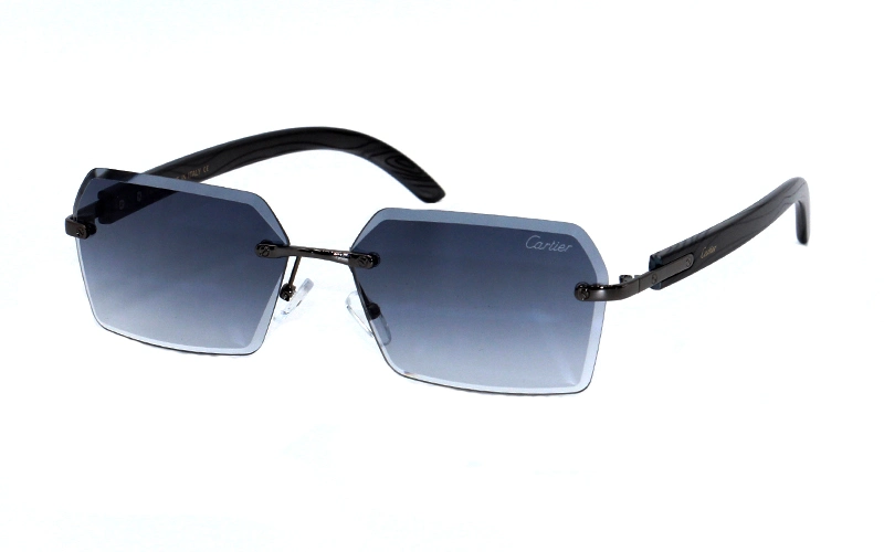 Retro Style Rimless Medium Size Rectangular Metal Sunglasses for Adults
