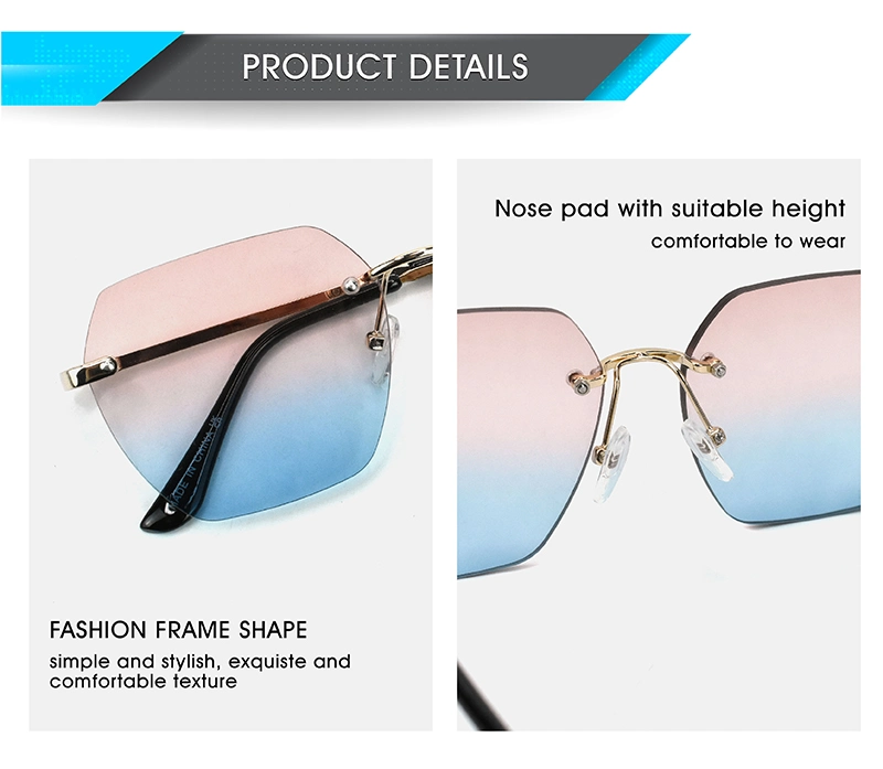 Pilot Optics 2023 Wholesale Big Size Rimless Metal Cheap Sunglasses