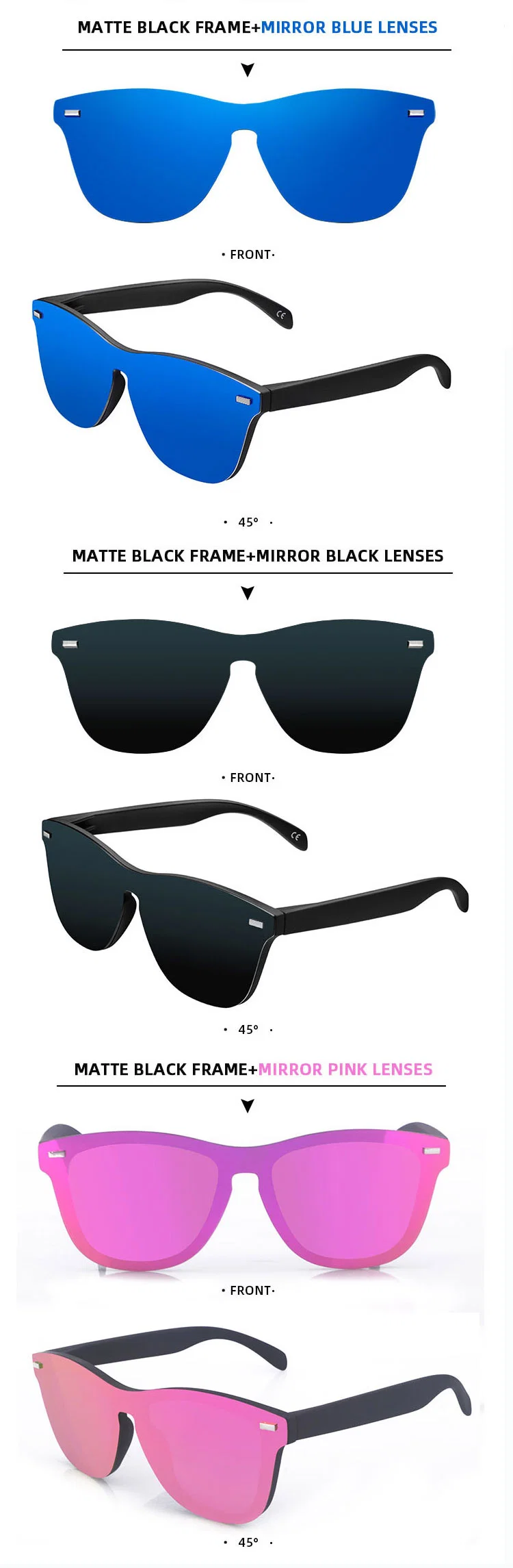 Free Sample Adult Fashion Rimless Sun Glasses Custom Sunglasses Polarized Lens